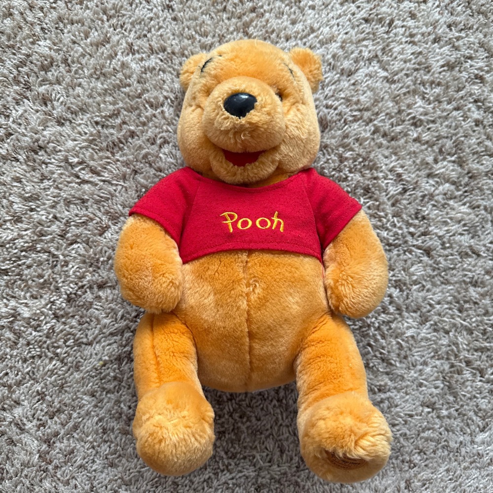 1990s Vintage Disney Store Exclusive Winnie the Pooh Plush Red Shirt Bear 12038